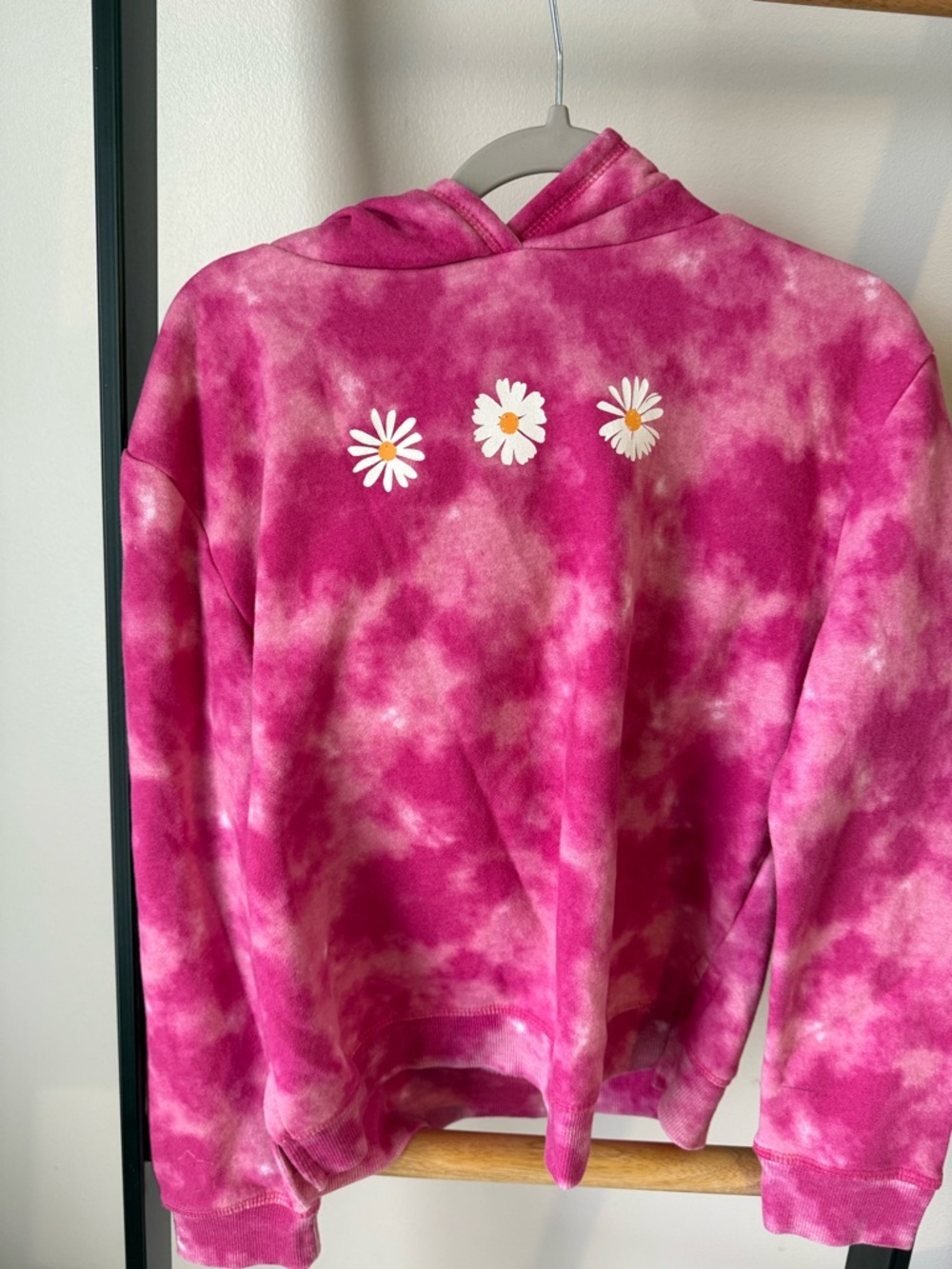 Pink Tie-Dye Daisy Hoodie Sweater